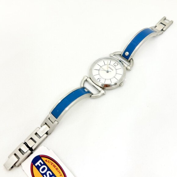 Fossil Womens Silver & Blue Adjustable Bracelet Watch w/Tags and New Battery main image 6